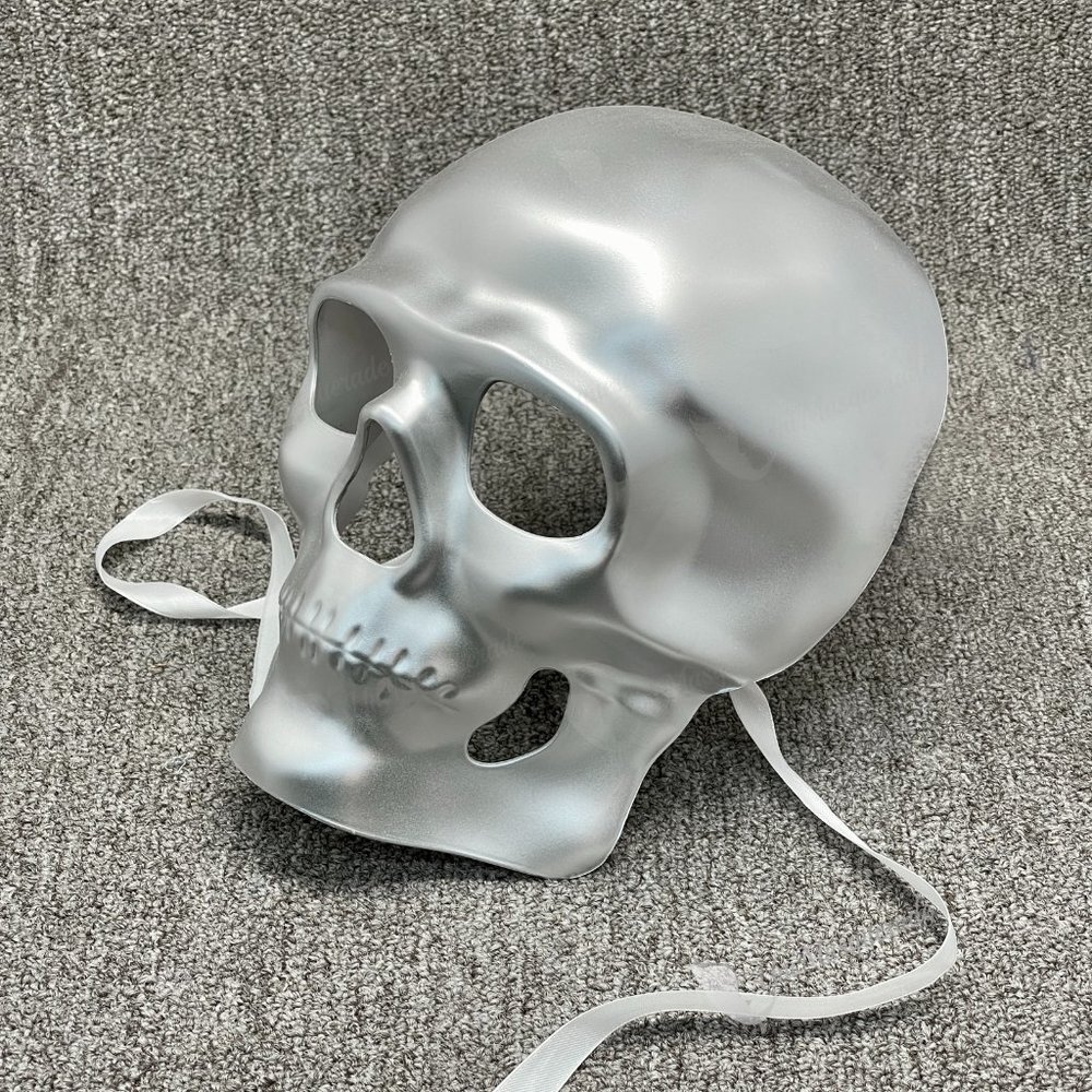 Skull Day of The Dead Face Mask Silver Party Masquerade Mask